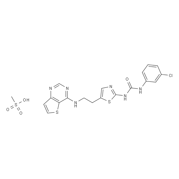 N-(3-氯苯基)-N’-[5-[2-(噻吩并3,2-d]嘧啶-4-基氨基)乙基]-2-噻唑基]脲甲磺酸盐 (1:1)