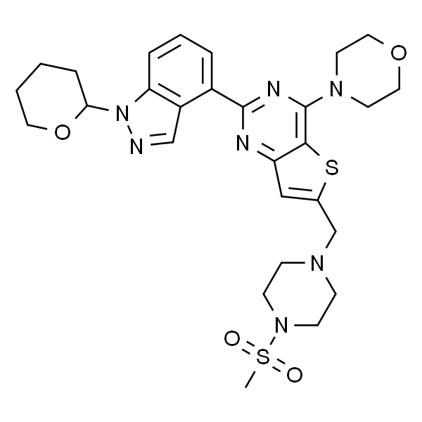 4-(6-((4-(methylsulfonyl)piperazin-1-yl)methyl)-2-(2-(tetrahydro-2H-pyran-2-yl)-2H-indazol-4-yl)thieno[3,2-d]pyrimidin-4-yl)morp