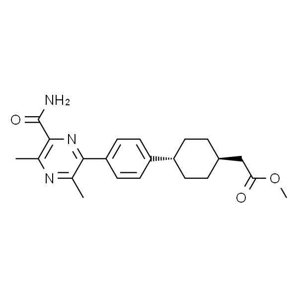 Cyclohexaneacetic acid, 4-[4-[6-(aminocarbonyl)-3,5-dimethyl-2-pyrazinyl]phenyl]-, methyl ester, trans-