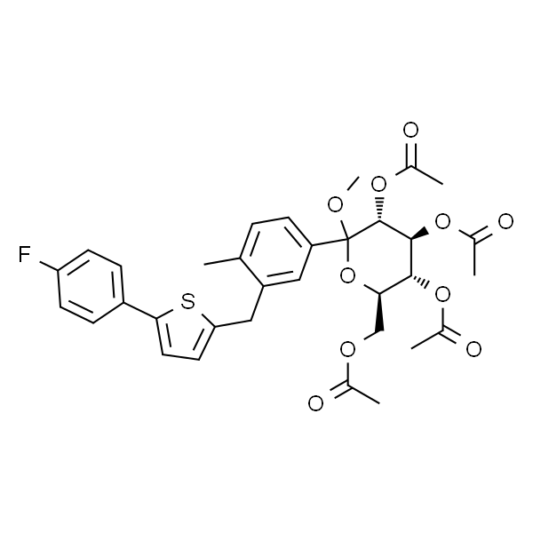 (3R,4S,5R,6R)-6-(acetoxymethyl)-2-(3-((5-(4-fluorophenyl)thiophen-2-yl)methyl)-4-methylphenyl)-2-methoxytetrahydro-2H-pyran-3,4,