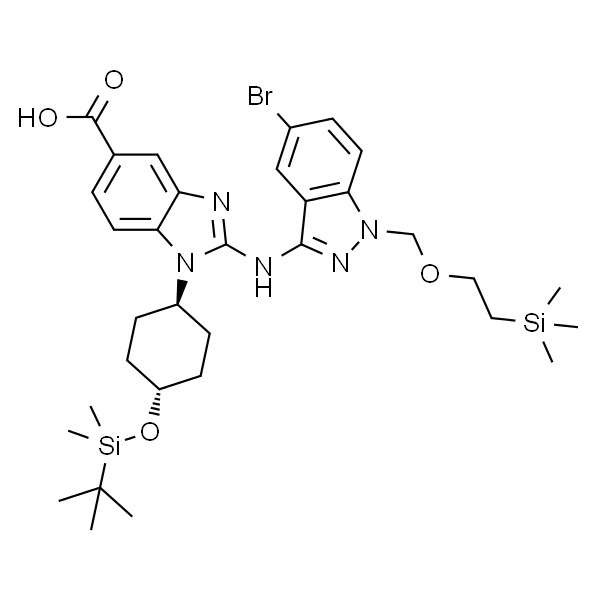 2-(5-bromo-1-((2-(trimethylsilyl)ethoxy)methyl)-1H-indazol-3-ylamino)-1-((1r,4r)-4-(tert-butyldimethylsilyloxy)cyclohexyl)-1H-be