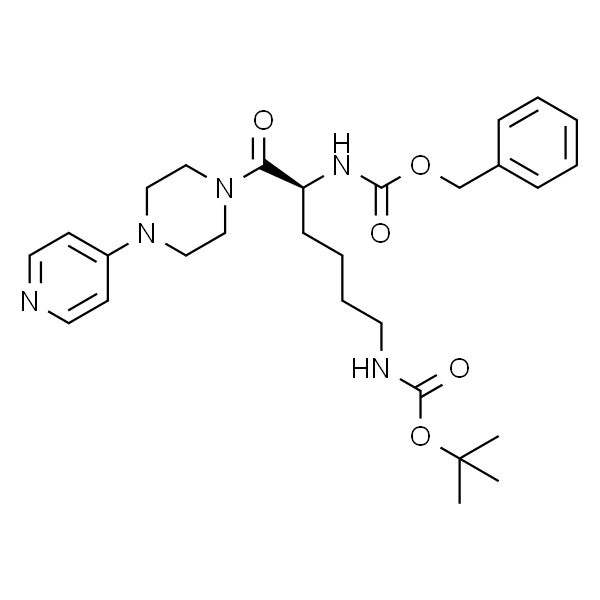 Carbamic acid, N-[(1S)-5-[[(1,1-dimethylethoxy)carbonyl]amino]-1-[[4-(4-pyridinyl)-1-piperazinyl]carbonyl]pentyl]-, phenylmethyl