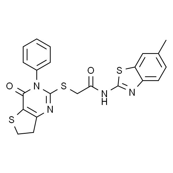 N-(6-甲基苯并[d]噻唑-2-基)-2-[(4-氧代-3-苯基-3，4，6，7-四氢噻吩并[3，2-d]嘧啶-2-基)硫基]乙酰胺