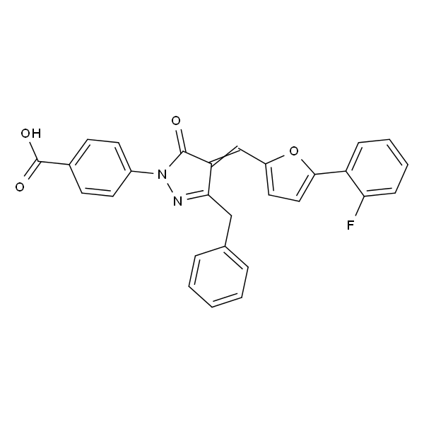 4-(3-苄基-4-((5-(2-氟苯基)呋喃-2-基)亚甲基)-5-氧代-4,5-二氢-1H-吡唑-1-基)苯甲酸