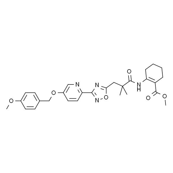 Methyl 2-(3-(3-(5-((4-methoxybenzyl)oxy)pyridin-2-yl)-1,2,4-oxadiazol-5-yl)-2,2-dimethylpropanamido)cyclohex-1-enecarboxylate