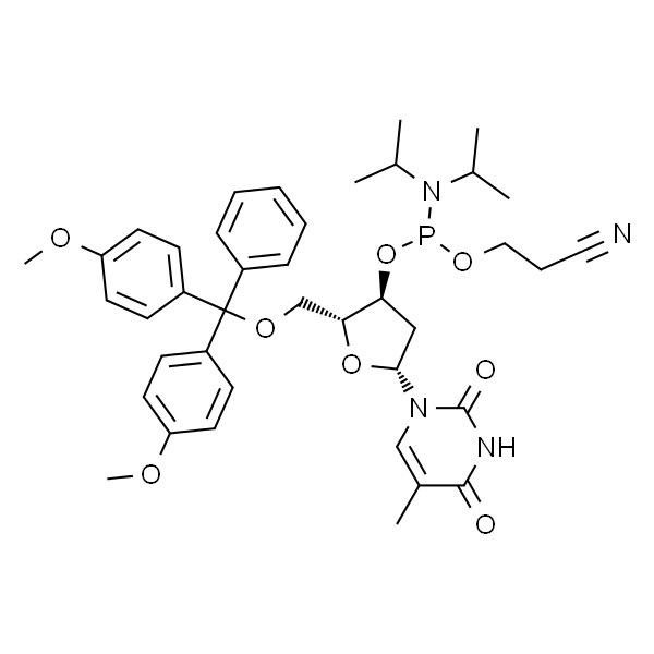 5'-(4,4'-二甲氧基三苯基)-3'-脱氧胸甙 2'-(2-氰乙基-N,N-二异丙基)亚磷酰胺